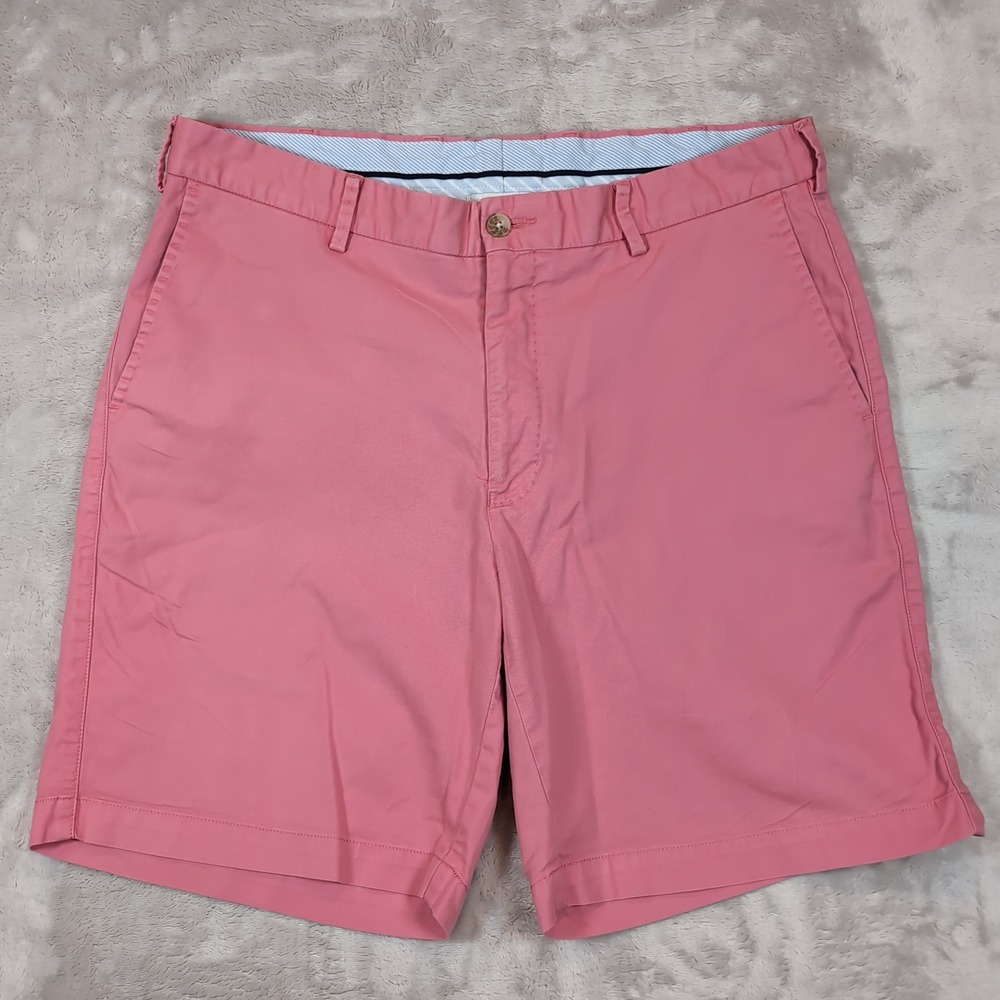 Peter Millar Chino Shorts Mens 35 (meas. 34) Pink Flat Front Stretch Cotton Golf